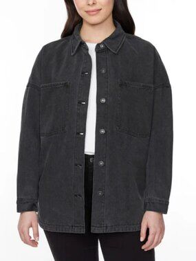 HUDSON - Women's Oversize Denim Jacket, Black, XXL